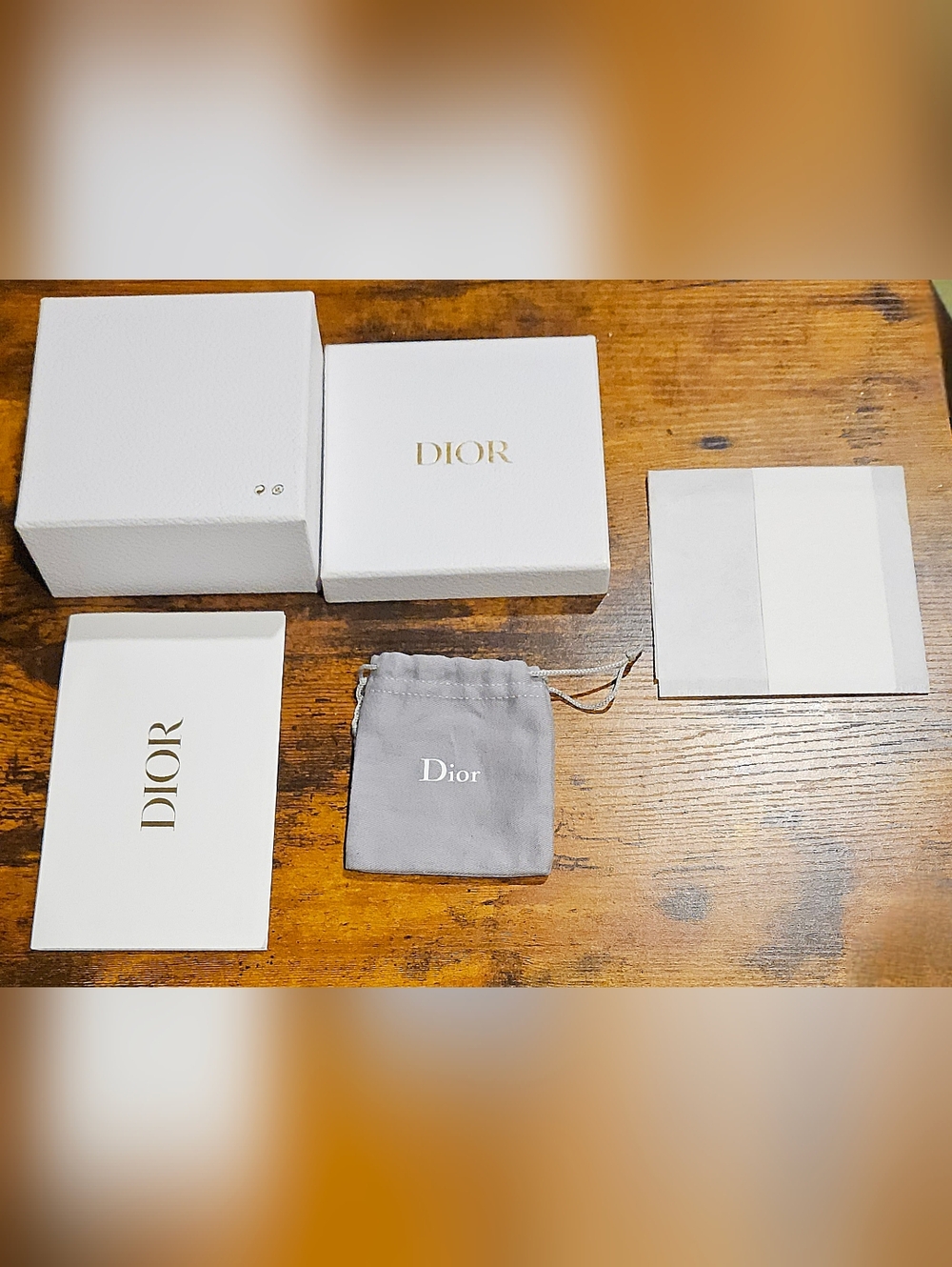 NEW Dior White Gold Gift Box Set Dust Bag Blank Card Tissue Paper Wallet Jewelry - Picture 9 of 15